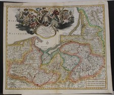 POLAND LITHUANIA GERMANY 1729 HOMANN UNUSUAL ANTIQUE COPPER ENGRAVED MAP