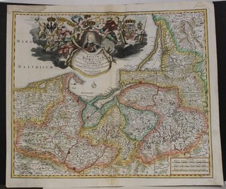 POLAND LITHUANIA GERMANY 1729 HOMANN UNUSUAL ANTIQUE COPPER ENGRAVED MAP