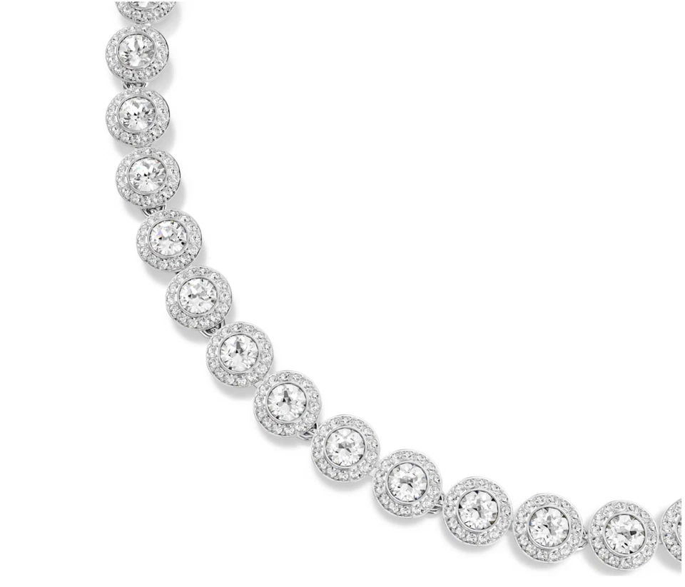 Collana Tennis Una Angel Donna Argento con Cristalli Swarovski Elements Original - Immagine 2 di 4