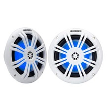 KICKER KM60 6.5" Marine Coaxial Speakers w/1/2" Tweeters - 4 OHM - White w/RGB L