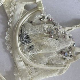 Victoria's Secret Designer Swarovski Crystal Yellow 32C /34C Bra L Panty Set