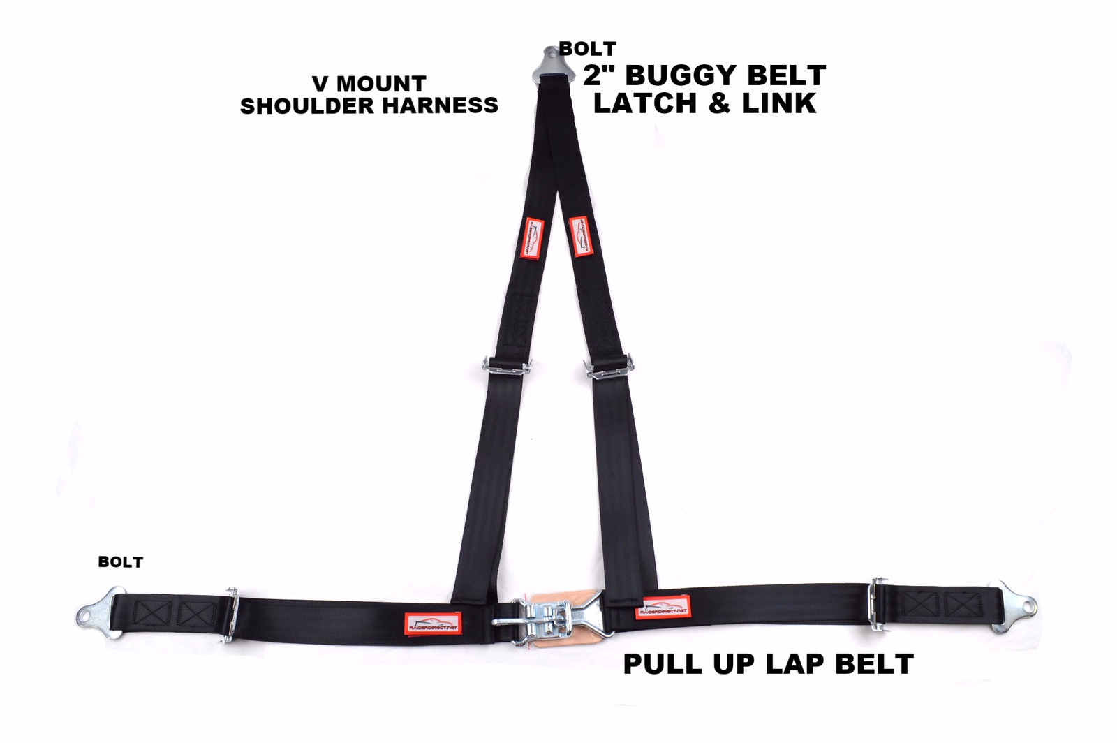 BLACK OFF ROAD RACING HARNESS ROLL BAR MOUNT 3 POINT BOLT IN RACERDIRECT