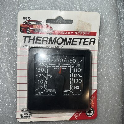 Vintage Easy Read Thermometer. Mounts Anywhere With Hook And Loop Tape 1991