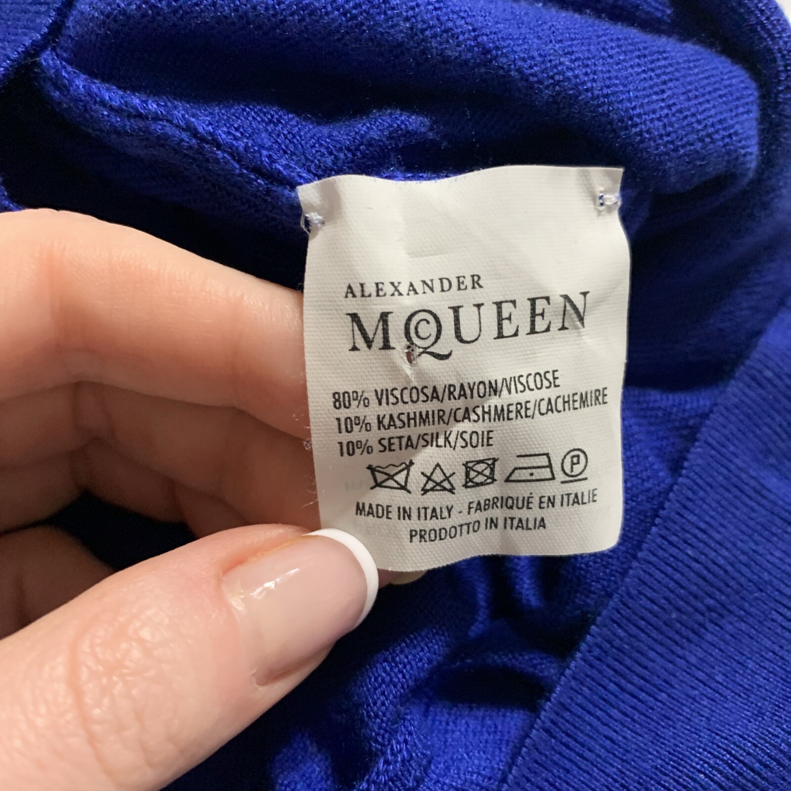 alexander mcqueen Authentic Solid Navy Blue Crew … - image 7