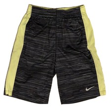 Nike DRI FIT Shorts GREEN BLACK GRAY Lined Drawstring 717161-010 Boys Medium GG1