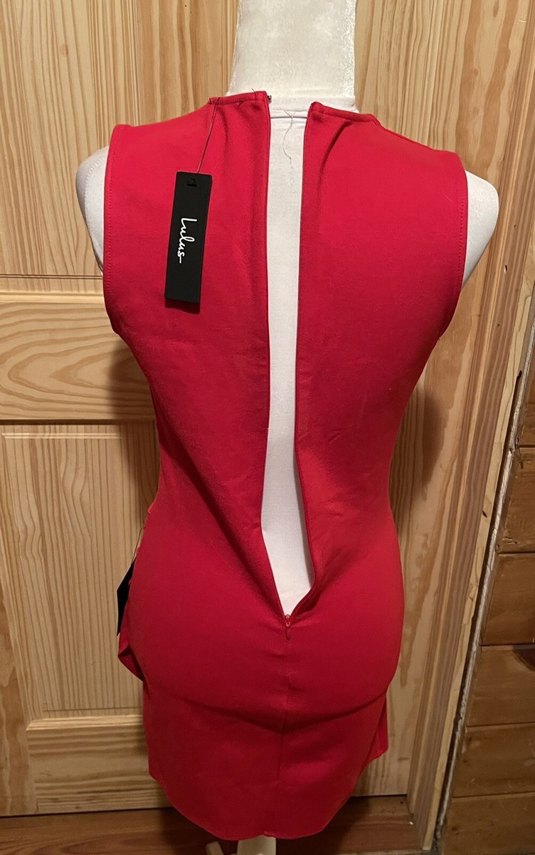 NWT Lulus Cocktail Hour Red Sleeveless Mini Wrap Sheath Bodycon Dress Size  Small