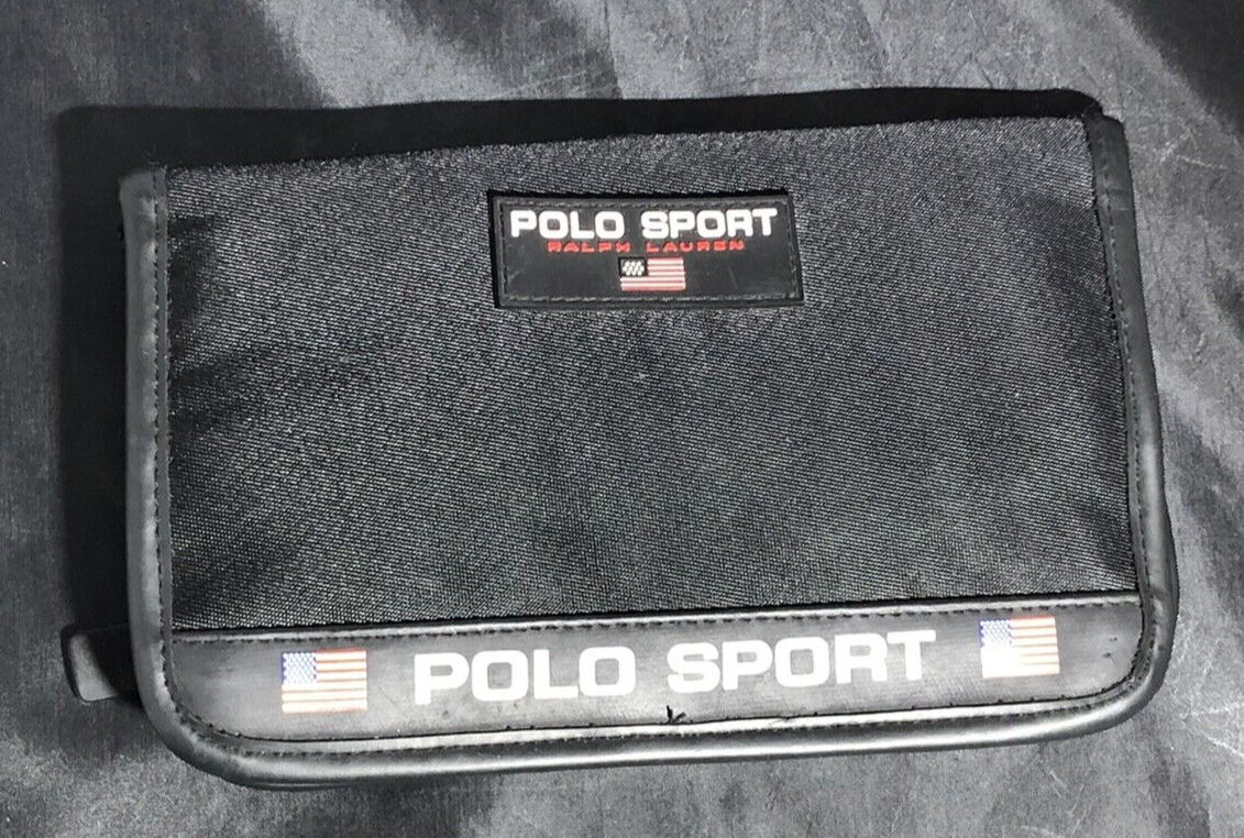 Vintage Polo Ralph Lauren Sport Nylon Zip Wallet Clutch Wristlet Black
