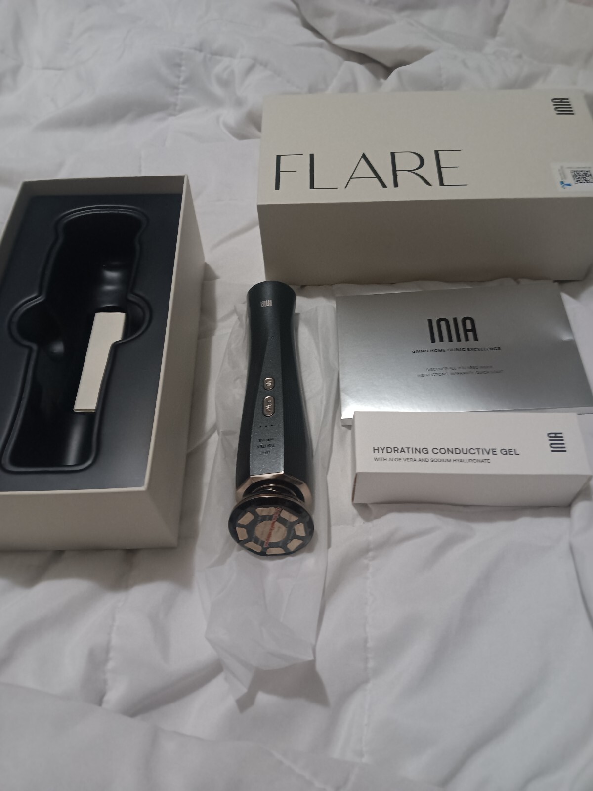 inia micro-current facial device 3-in-1 facial massager red light therapy for...