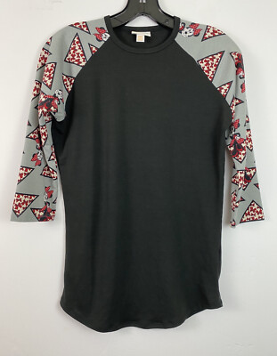 LuLaRoe Randy Shirt Size XXS Minnie Mouse Sleeves Disney Top Baseball Tee