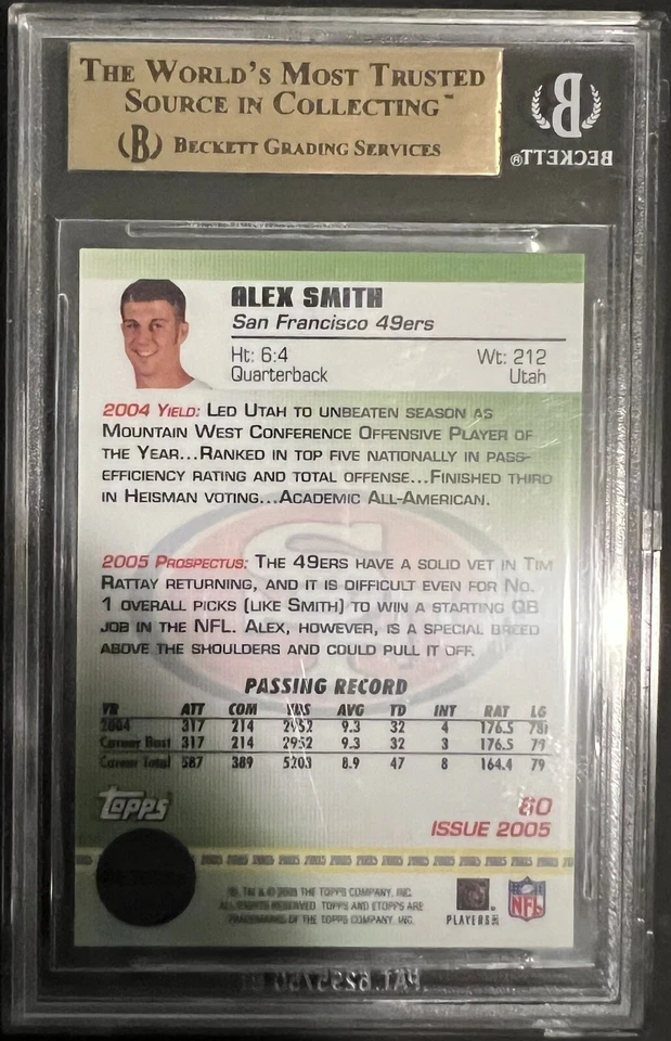 Alex Smith RC 2005 E Topps REFRACTOR Rookie Beckett GEM BGS9.5!49ers/Chiefs - Image 2 of 2