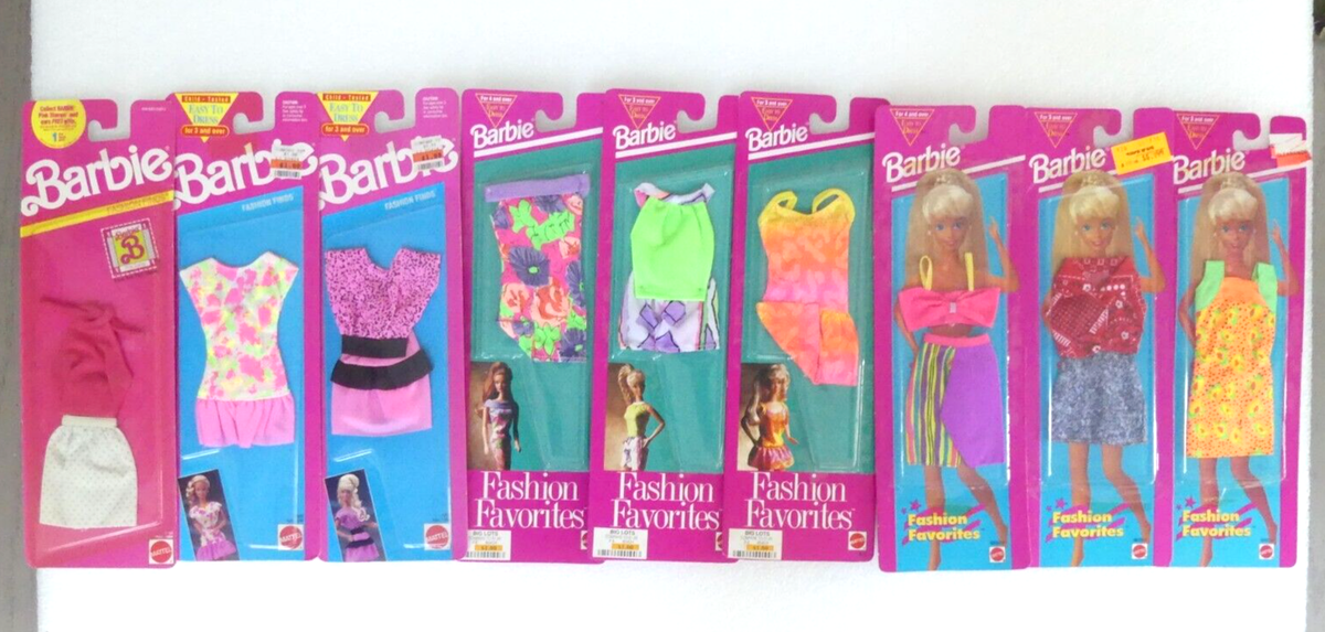 Vintage Lot of 9 BARBIE FASHION FINDS & FAVORITES 1990-1995 NRFP