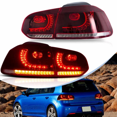 Coppia Fanali Posteriori LED Rosso Fumo per Volkswagen Golf 6 2008-2013 con Sequenziale - Foto 1 di 8
