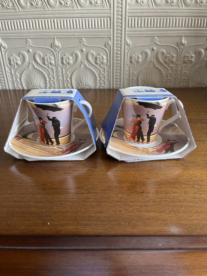 2 X Jack Vettriano Expresso Cup And Saucers Brand New In Packaging eBay