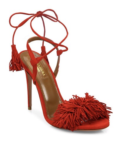 Aquazzura Wild Thing Red Fringe Suede 