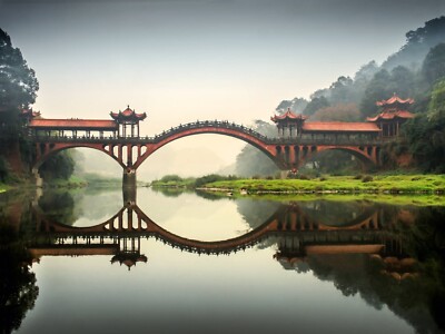 Landscape bridge reflection china Custom Gaming Mat Desk