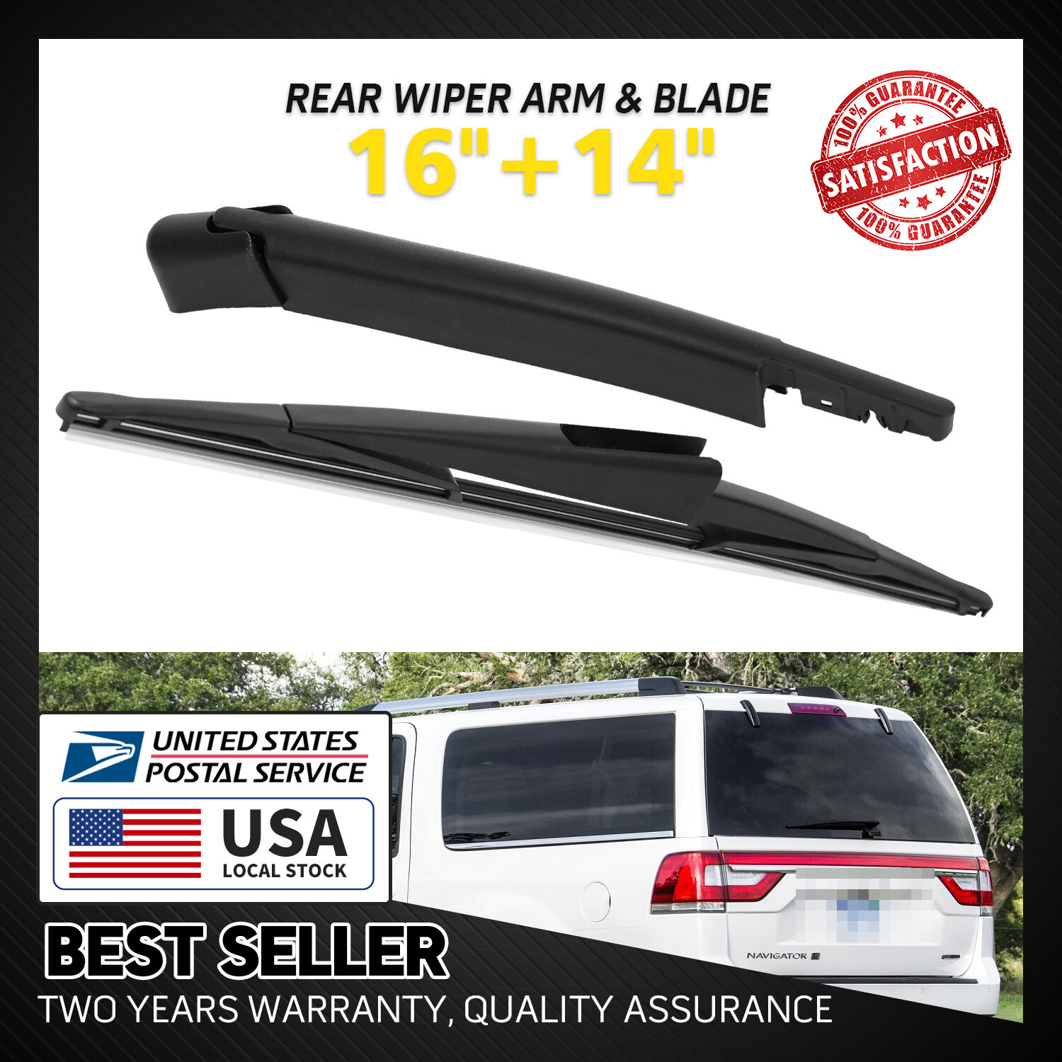 2009-2017 Lincoln Navigator 16+14 Inch Rear Wiper Arm Set OEM Quality