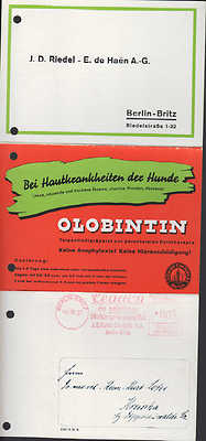 BERLIN-BRITZ, Postkarte 1937, J. D. Riedel - E. de Haen AG Ceadon Eunarcon