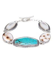 Barse Sterling Silver Turquoise Tiger Cowry S...