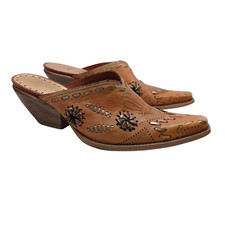 BCBG Leather Mules Womens 6.5 Western Cowgirl...