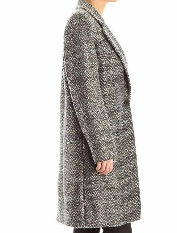 $495 NUEVO CON ETIQUETAS ZAC POSEN Talla 10 ABRIGO DE LANA GISELLE ESPIGA PIEDRA LUNAR Foto 2 de 3