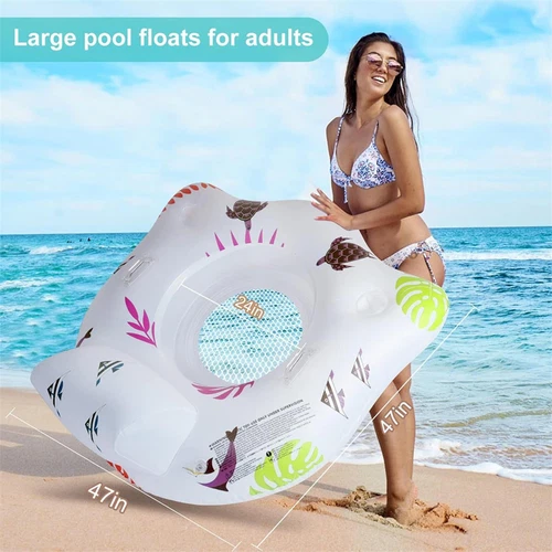 Pool Floats With 2 Cup Holders For Adults Inflatable Lounge Pool Toys Home Summe - Picture 6 of 13