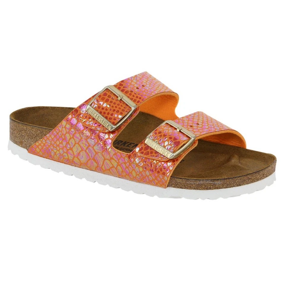 Sandalias Birkenstock Para Mujer Arizona Brillante Serpiente Birko-Flor Naranja Talla US13-EU43 Foto 3 de 4