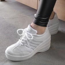 Women Cheerleaders Shoes High Heel Sneakers Wedge Platforms 3.5"