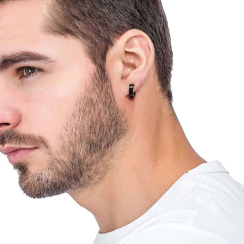 Men Titanium Steel Magnetic Clip On Earrings No Piercing Charm Hoop Earrings PF