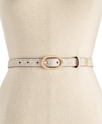 white skinny belt