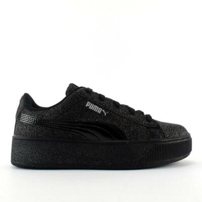 Puma Vikky Platform Glitz 370171 02 Schwarze Sneakers Mit Glitzer Für Mädchen