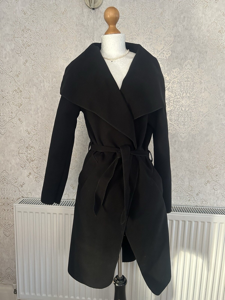 Made In Italy Ladies Black Polyester Wrap Coat. 32”. Small 