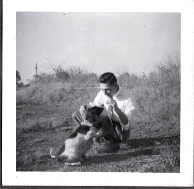 VINTAGE PHOTOGRAPH 1940-50'S MEN'S SUIT FASHION HUNTING SPANIEL DOG/PUPPY PHOTO