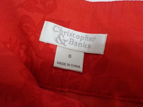 Christopher & Banks Red n White Midi Skirt Women's Size 6 - Picture 7 of 12