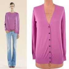 sz L NEW 895 GUCCI Pink 100 CASHMERE Wispy Spring CARDIGAN Sweater Knit Top
