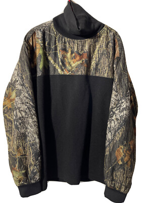 Drake Waterfowl Pullover Fleece Black Camo Mossy Oak XL Shell Turtle Neck  Lining