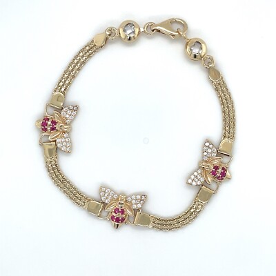 14K Yellow Gold Bee Bismark Link Bracelet
