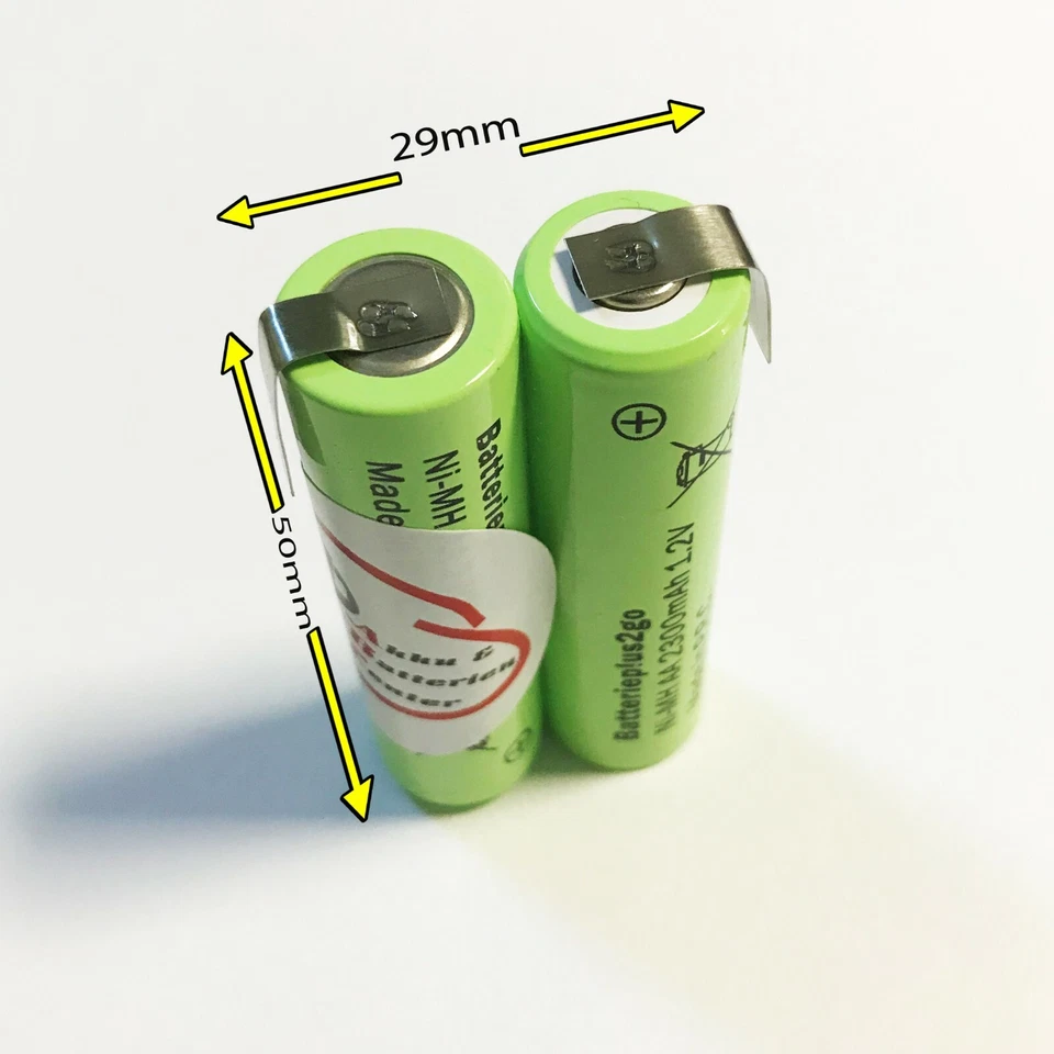 2er Reihe Lötfahne Industrie Akkus AA Mignon 2300mAh | 2,4V Hochstromfähig