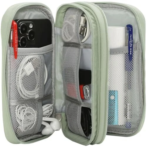 Bolsa de viaje organizadora de cable, estuche de viaje organizador electrónico, mediana verde menta Foto 3 de 4