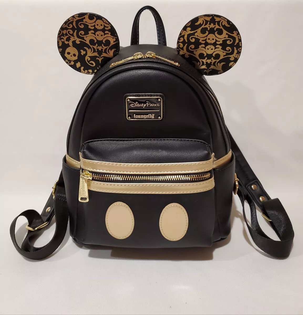 Loungefly Disney Pirates of the Carribean Mickey Mouse Backpack Black u0026 Gold  | eBay