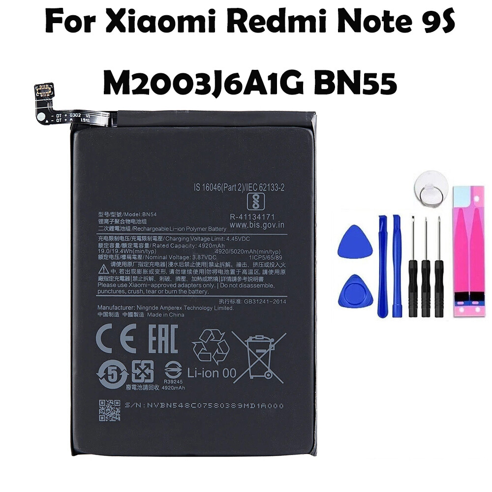 For Xiaomi Redmi Note 9S M2003J6A1G Replacement Battery BN55 Tools