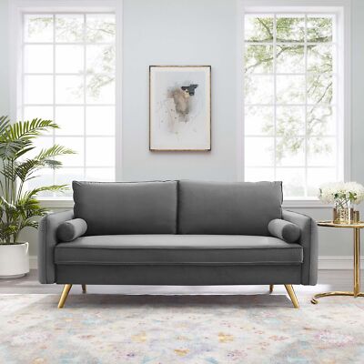 Modway Revive Upholstered Performance Velvet Sofa in Gray