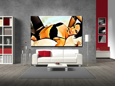 LEINWAND BILD ER XXL POP ART STYLE EROTIK SEX WOMAN AKT FETISCH FRAU BETT 150x90