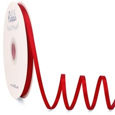 Red Satin Ribbon Double Faced Satin 1/4 Inch x Continuous 100 Yards-Red Ribbo...