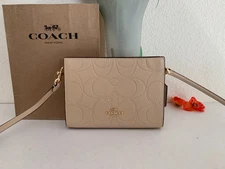 NWT COACH CCI75 Slim Crossbody Bag in Signature Refine Pebble Leather Oat