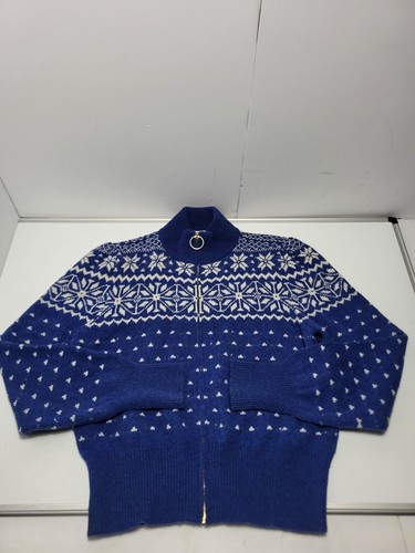 Tory Burch Elyse Zip Wool Carnigan Womens Size Med EUC Italy Snowflake Full Zip