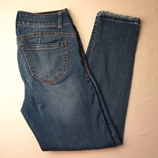 Democracy Denim Size 4 "Ab" solution Mid Rise Skinny Leg Medium Wash Distressed