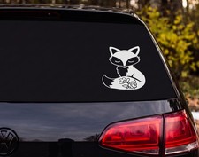Cute Fox Silhouette Cartoon Sitting Floral Rose Vinyl Decal Sticker Car Laptop