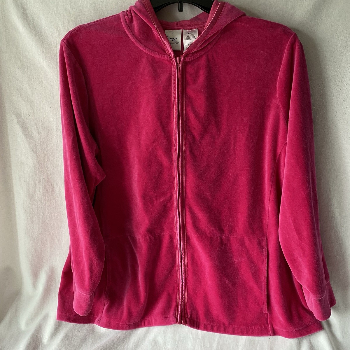 Just My Size Pink Velour Full Zip Hoodie Size 18/20 | eBay