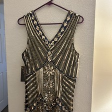 Flapper Dress Modern Vintage Style Beaded Sequin Tassel Size Small