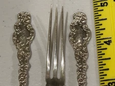 3 Durgin Watteau pattern Sterling Silver strawberry lemon forks 5”